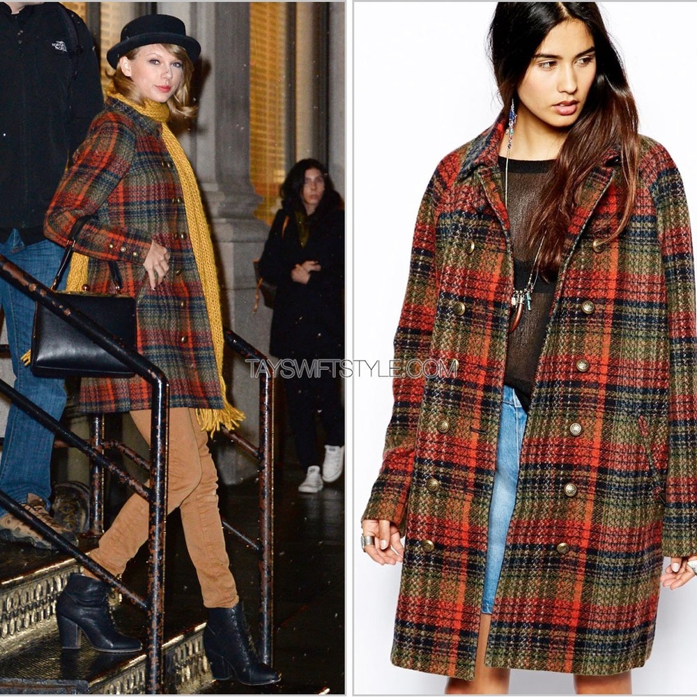 Free People Plaid cocoon wool Coat